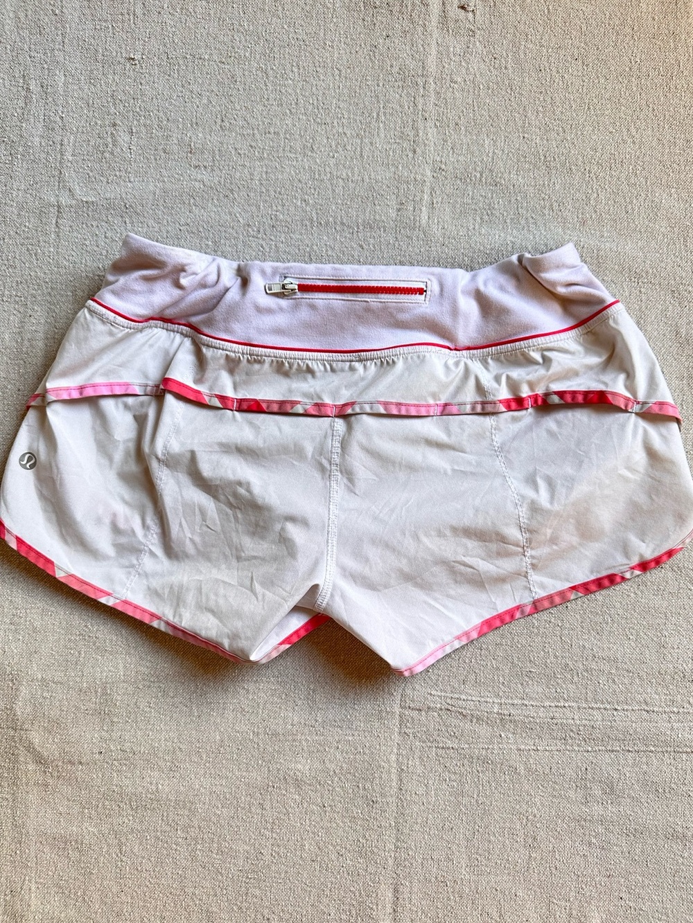 Lululemon Speed Shorts Size 6 Bone Pink Trim Running Athletic Shorts